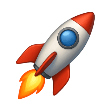 Um foguete em formato emoji.