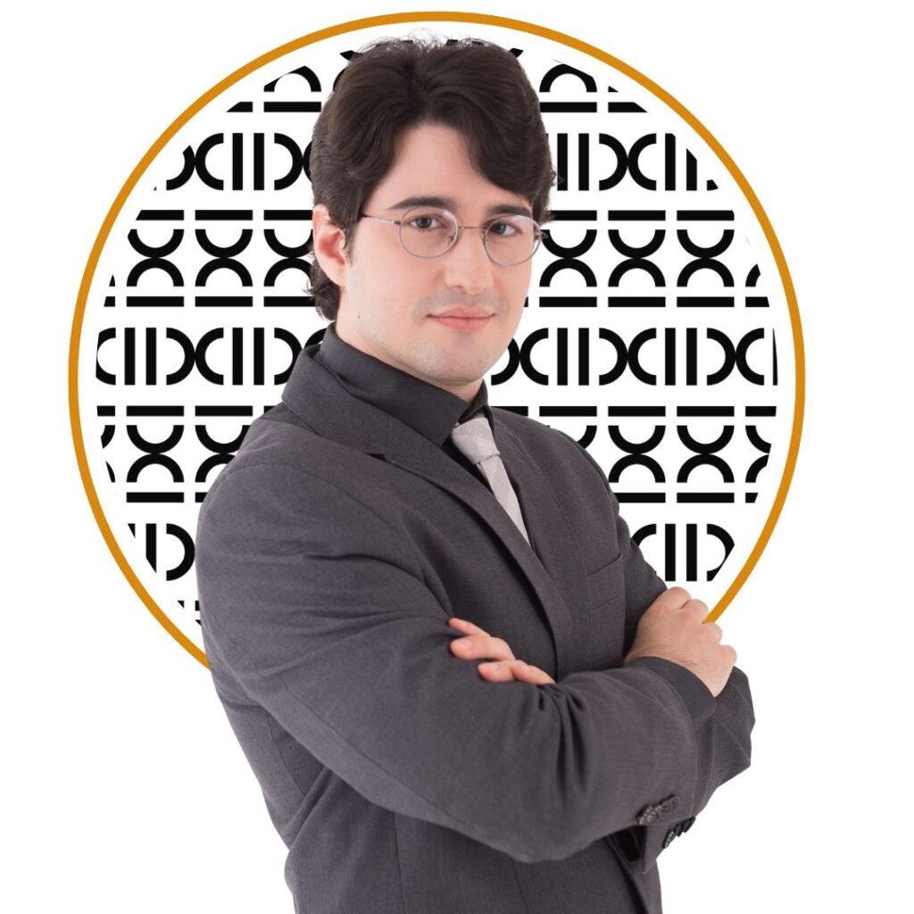 Advogado previdenciário em fundo de padrão.