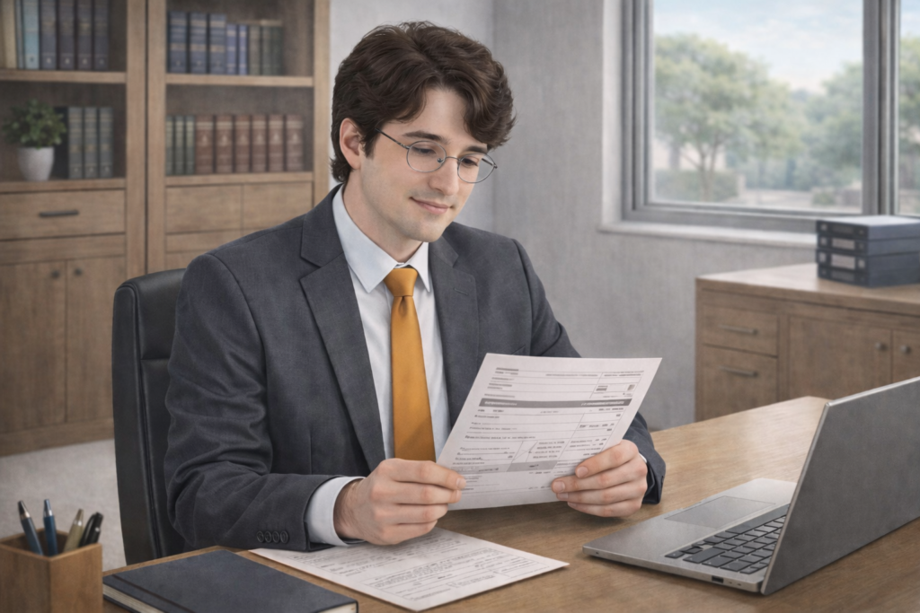 Advogado previdenciário analisa proposta de honorários.